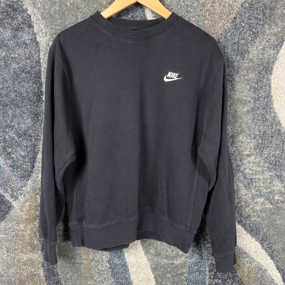 Vintage Nike Crewneck Sweatshirt Mens Large Black Embroidered Swoosh Pullover